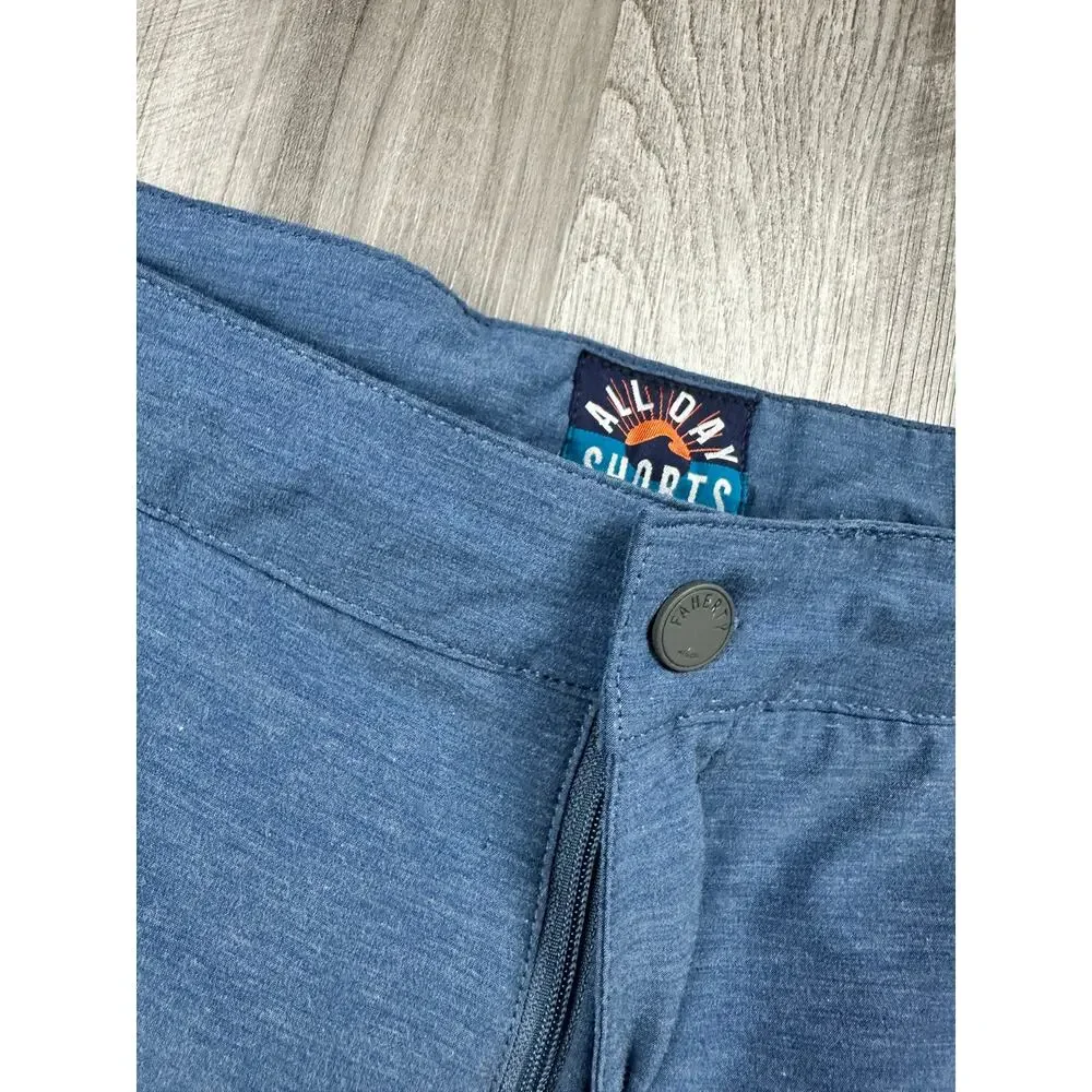 Faherty All Day Hybrid Drawstring Shorts Navy — Size 38